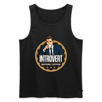 Introvert Before Coffee Bookworm Coffee Lover - Men's Premium Organic Tank Top - black - Front - Michal (187cm)