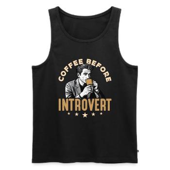 Café introverti avant l’amateur de café introverti - Débardeur bio Premium Homme - noir - Devant - Michal (187cm)
