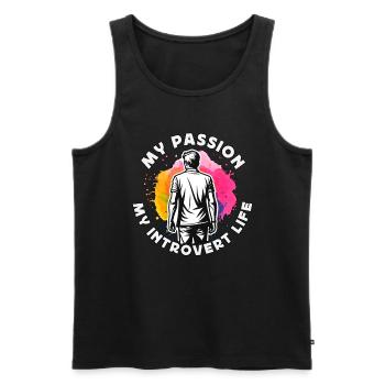 Introvert My Passion My Introvert Indoor Lifestyle - Men's Premium Organic Tank Top - black - Front - Michal (187cm)