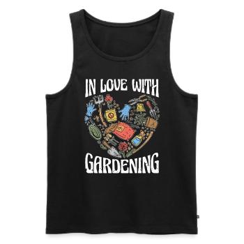 Jardinier amoureux du jardinage Horticulteur - Débardeur bio Premium Homme - noir - Devant - AI Model Male 178 light (178cm)