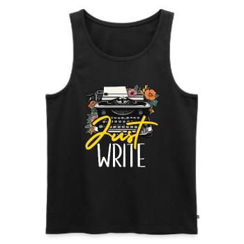 Ecrire Just Write Romancier Écrivain de livre Éditeur - Débardeur bio Premium Homme - noir - Devant - Michal (187cm)