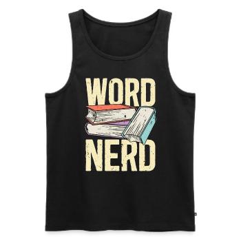 Lecture de mots Nerd Littérature Lecture de livres Lecteur - Débardeur bio Premium Homme - noir - Devant - AI Model Male 178 light (178cm)