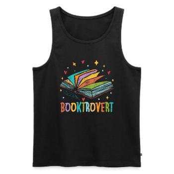 Lecture Booktrovert aime lire des livres Bibliothécaire - Débardeur bio Premium Homme - noir - Devant - AI Model Male 178 light (178cm)