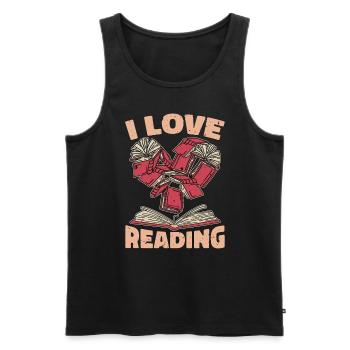Lecture J’aime lire des livres Littérature Lecteur - Débardeur bio Premium Homme - noir - Devant - AI Model Male 178 light (178cm)
