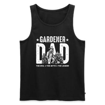 Papa jardinier L’idole Le mythe L’amoureux des plantes - Débardeur bio Premium Homme - noir - Devant - Michal (187cm)