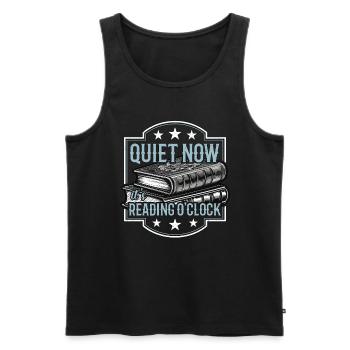 Reading Quiet Now It's Reading O'Clock Bookworm - Männer Premium Bio Tank Top - Schwarz - Vorne - Michal (187cm)