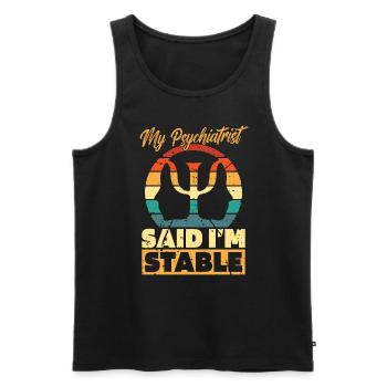 My Psychiatrist Said I'm Stable Retro Therapist - Männer Premium Bio Tank Top - Schwarz - Vorne - AI Model Male 178 light (178cm)