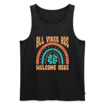Psychiatrist All Vibes Are Welcome Here Therapist - Männer Premium Bio Tank Top - Schwarz - Vorne - Michal (187cm)