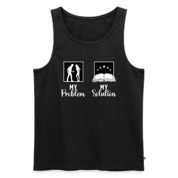 Reader My Problem My Solution Pictogram Mom Dad - Men's Premium Organic Tank Top - black - Front - AI Model Male 178 light (178cm)