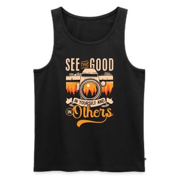 Photographer See The Good In Yourself Camera Lover - Männer Premium Bio Tank Top - Schwarz - Vorne - AI Model Male 178 light (178cm)