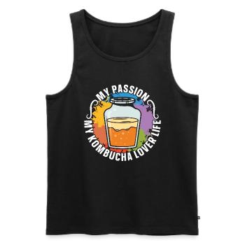 Kombucha Lover My Passion My Kombucha Home Brewing - Men's Premium Organic Tank Top - black - Front - AI Model Male 178 light (178cm)