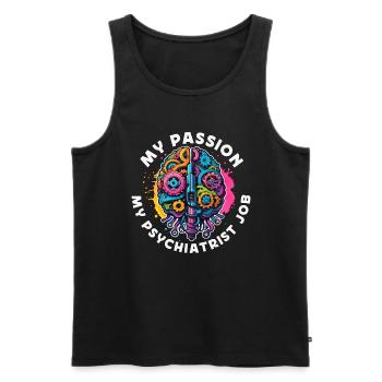 Psychiatre Ma passion Mon psychiatre Psychologie - Débardeur bio Premium Homme - noir - Devant - AI Model Male 178 light (178cm)