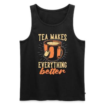 Hot Tea Makes Everything Better Tea Party Lover - Men's Premium Organic Tank Top - black - Front - AI Model Male 178 light (178cm)