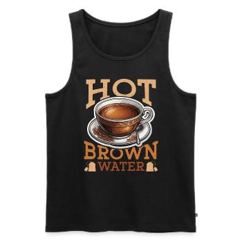 Hot Tea Hot Brown Water Tea Party Coffee Lover - Men's Premium Organic Tank Top - black - Front - AI Model Male 178 light (178cm)