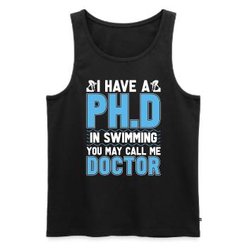 Nageur J’ai un doctorat en natation, triathlon, plongeon - Débardeur bio Premium Homme - noir - Devant - Michal (187cm)