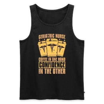 Geriatric Nurse Coffee In One Hand Gerontological - Men's Premium Organic Tank Top - black - Front - Michal (187cm)