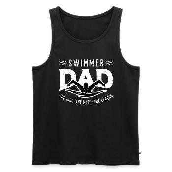Nageur Papa L’idole Le mythe L’entraîneur de natation - Débardeur bio Premium Homme - noir - Devant - Michal (187cm)