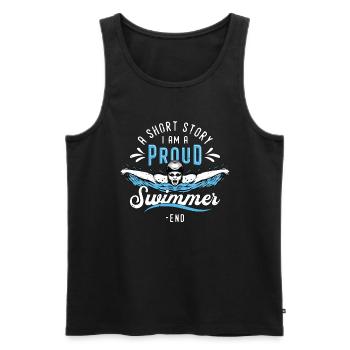 Swimmer A Short Story I Am A Proud Swimming Coach - Men's Premium Organic Tank Top - black - Front - Michal (187cm)