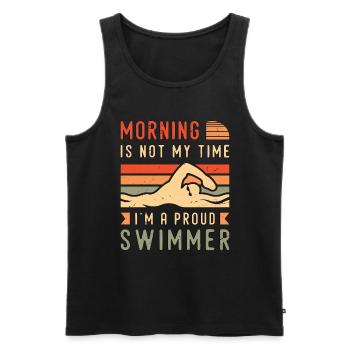 Le matin du nageur n’est pas mon heure pour les amateurs de natation - Débardeur bio Premium Homme - noir - Devant - Michal (187cm)