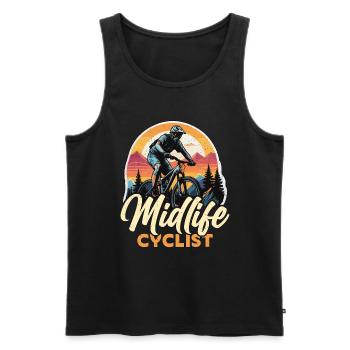 Midlife Cyclist Bike Racer Mountain Biking Cyclist - Men's Premium Organic Tank Top - black - Front - AI Model Male 178 light (178cm)