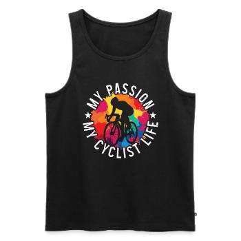 Cyclist My Passion My Cyclist Life Mountain Biking - Männer Premium Bio Tank Top - Schwarz - Vorne - Michal (187cm)