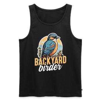 Birdwatching Backyard Birder Birding Ornithologist - Men's Premium Organic Tank Top - black - Front - AI Model Male 178 light (178cm)
