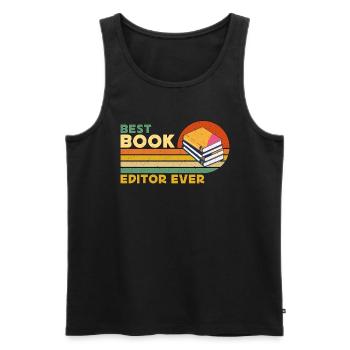 Meilleur éditeur de livres de tous les temps Journaliste rétro Éditeur de livres - Débardeur bio Premium Homme - noir - Devant - AI Model Male 178 light (178cm)