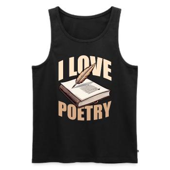 amateur de poésie j’aime poésie écriture lecteur livresque - Débardeur bio Premium Homme - noir - Devant - Michal (187cm)