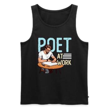 Amateur de poésie Poète au travail Rat de bibliothèque Poésie Écriture - Débardeur bio Premium Homme - noir - Devant - Michal (187cm)