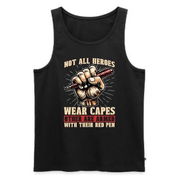 Book Editor Not All Heroes Wear Capes Bookworm - Männer Premium Bio Tank Top - Schwarz - Vorne - AI Model Male 178 light (178cm)