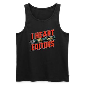 Éditeur de livres I Heart Editors Éditeur Bookworm - Débardeur bio Premium Homme - noir - Devant - AI Model Male 178 light (178cm)