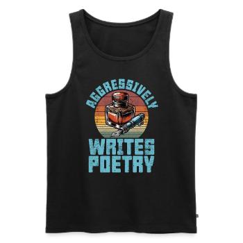 Poetry Lover Aggressively Writes Retro Book Lover - Men's Premium Organic Tank Top - black - Front - AI Model Male 178 light (178cm)