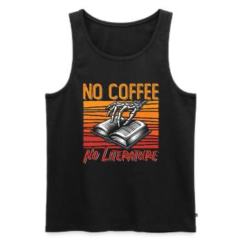 Professeur de littérature Pas de café Rat de bibliothèque Amateur de café - Débardeur bio Premium Homme - noir - Devant - Michal (187cm)