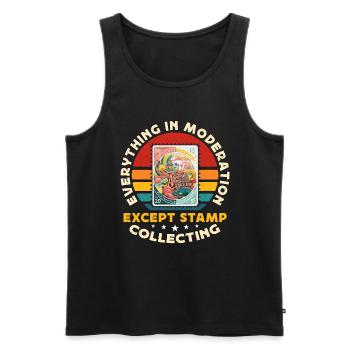 Stamp Collector Everything In Moderation Collector - Men's Premium Organic Tank Top - black - Front - Michal (187cm)