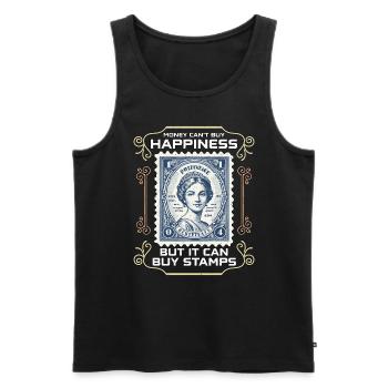 Stamp Collector Money Can't Buy Postage Stamp - Men's Premium Organic Tank Top - black - Front - AI Model Male 178 light (178cm)