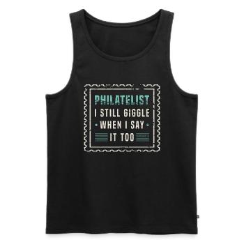 Stamp Collector Philatelist I Still Giggle Stamp - Männer Premium Bio Tank Top - Schwarz - Vorne - Michal (187cm)