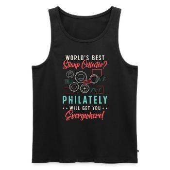 Stamp Collector World's Best Stamp Philatelist - Männer Premium Bio Tank Top - Schwarz - Vorne - Michal (187cm)