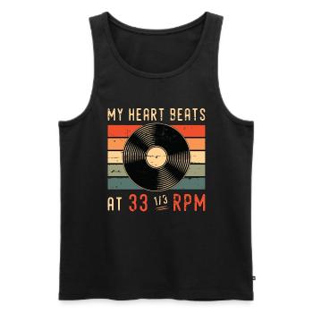 Disques vinyles Mon cœur bat chez Retro Vinyl Player - Débardeur bio Premium Homme - noir - Devant - AI Model Male 178 light (178cm)