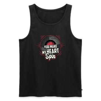 Disques vinyles You Make My Heart Spin Platine vinyle - Débardeur bio Premium Homme - noir - Devant - AI Model Male 178 light (178cm)