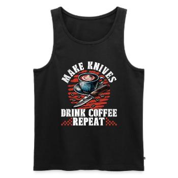 Blade Forging Make Knives Drink Coffee Ironsmith - Männer Premium Bio Tank Top - Schwarz - Vorne - AI Model Male 178 light (178cm)