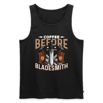 Bladesmith Coffee avant Ironsmith Coffee Lover - Débardeur bio Premium Homme - noir - Devant - Michal (187cm)