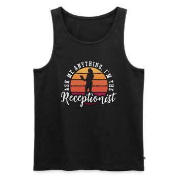 Receptionist Ask Me Anything I'm The Secretary - Men's Premium Organic Tank Top - black - Front - AI Model Male 178 light (178cm)