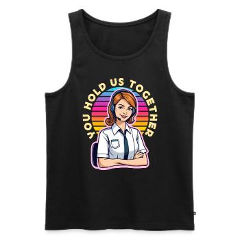 Receptionist You Hold Us Together Office Worker - Men's Premium Organic Tank Top - black - Front - AI Model Male 178 light (178cm)