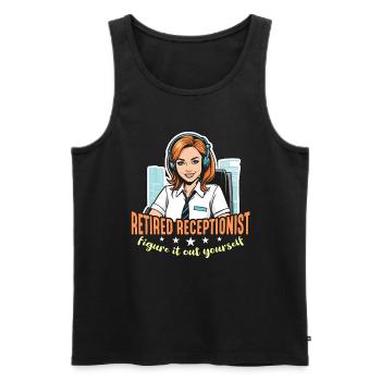 Retired Receptionist Figure It Out Office Worker - Men's Premium Organic Tank Top - black - Front - AI Model Male 178 light (178cm)