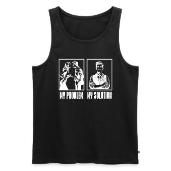 Receptionist My Problem My Solution Pictogram Dad - Men's Premium Organic Tank Top - black - Front - AI Model Male 178 light (178cm)