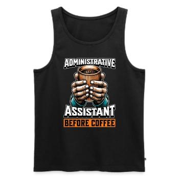 Administrative Assistant Before Office Job Coffee - Men's Premium Organic Tank Top - black - Front - AI Model Male 178 light (178cm)