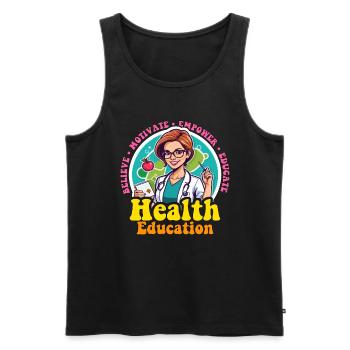 Éducateur en santé Croire Motiver Habiliter Éducateur - Débardeur bio Premium Homme - noir - Devant - AI Model Male 178 light (178cm)