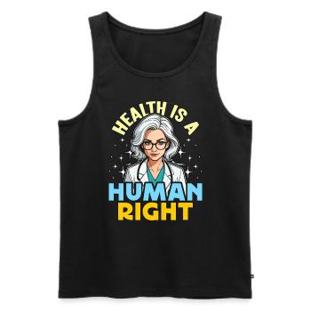 Éducateur en santé La santé est un droit de l’homme Les soins de santé - Débardeur bio Premium Homme - noir - Devant - AI Model Male 178 light (178cm)