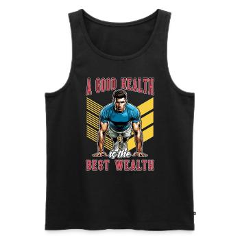 Coach de santé Une bonne santé est le meilleur entraînement - Débardeur bio Premium Homme - noir - Devant - Michal (187cm)