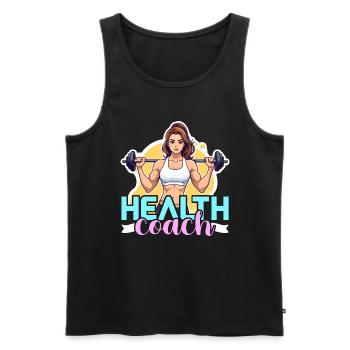 Health Coach Fitness Trainer Gym Teacher Workout - Men's Premium Organic Tank Top - black - Front - Michal (187cm)